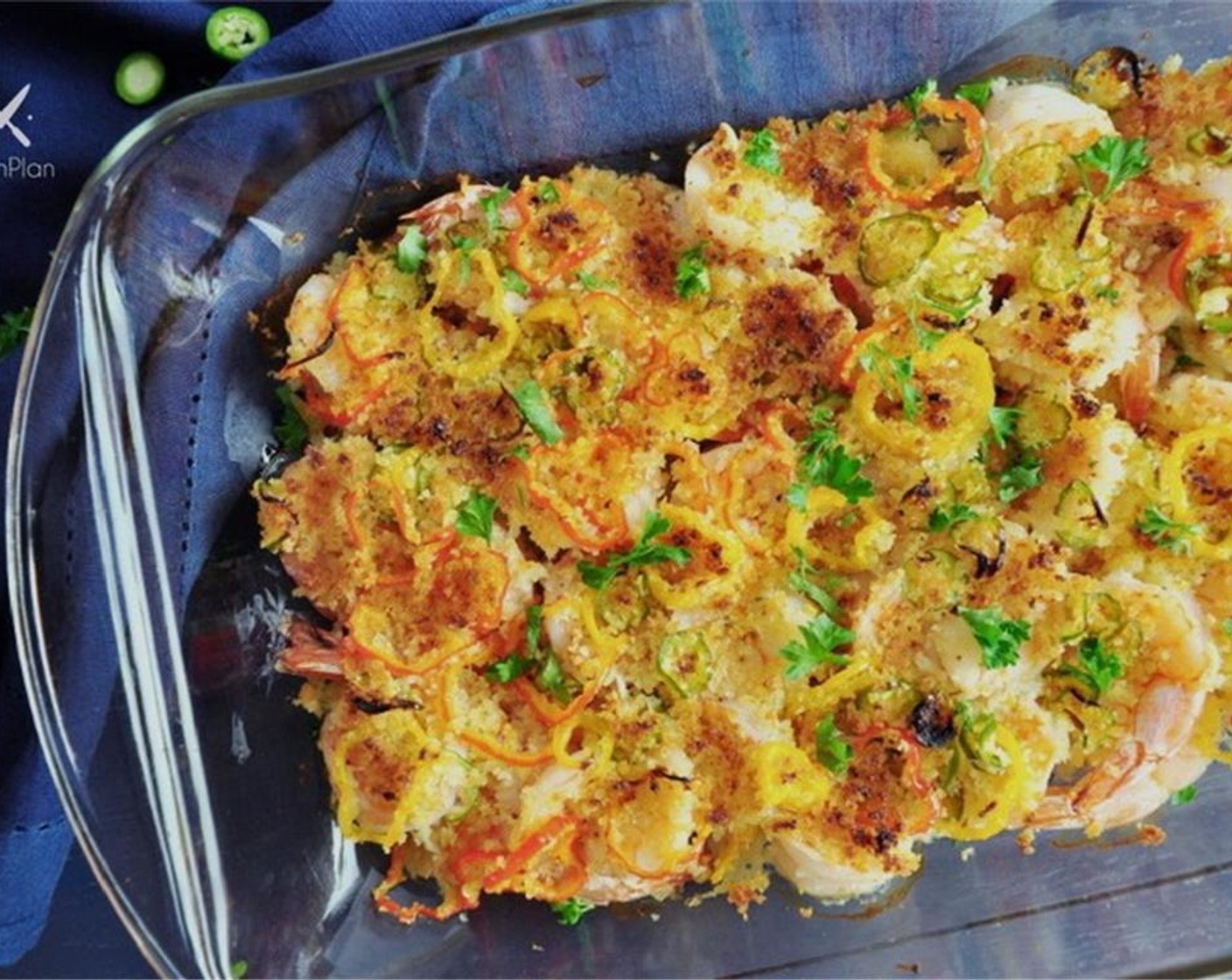 step 7 Broil on high for 2-3 minutes or until the shrimp turns pink and the bread crumbs are slightly brown and crispy. Garnish with chopped Fresh Parsley (to taste). Serve and enjoy!