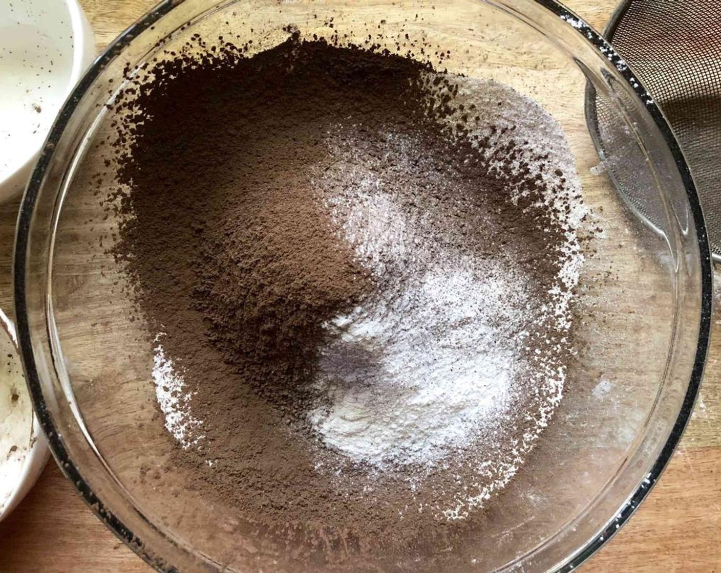 step 3 In a large bowl, sift together the Gluten-Free All-Purpose Flour (1 cup), Unsweetened Cocoa Powder (1/2 cup), Baking Soda (3/4 tsp) and Baking Powder (1/4 tsp).
