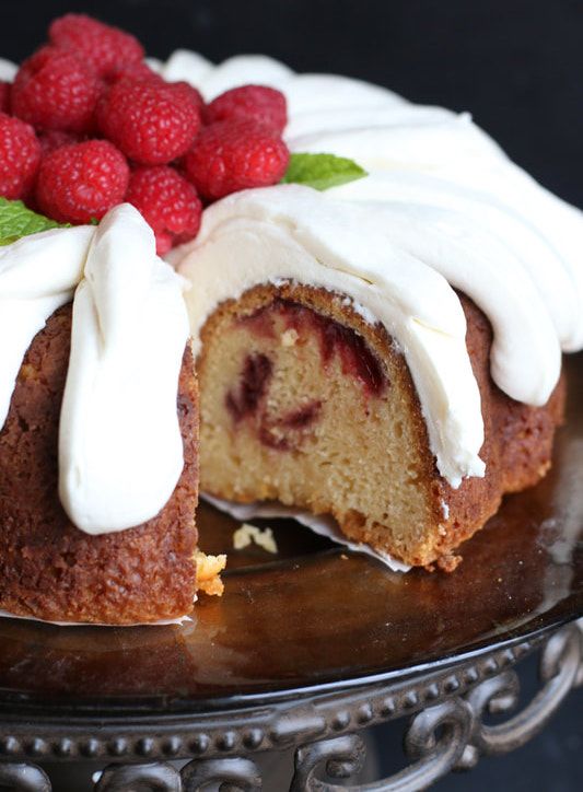 White Chocolate Raspberry Bundt Cake
