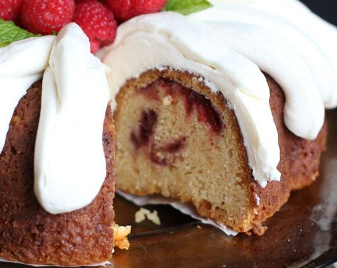 White Chocolate Raspberry Bundt Cake