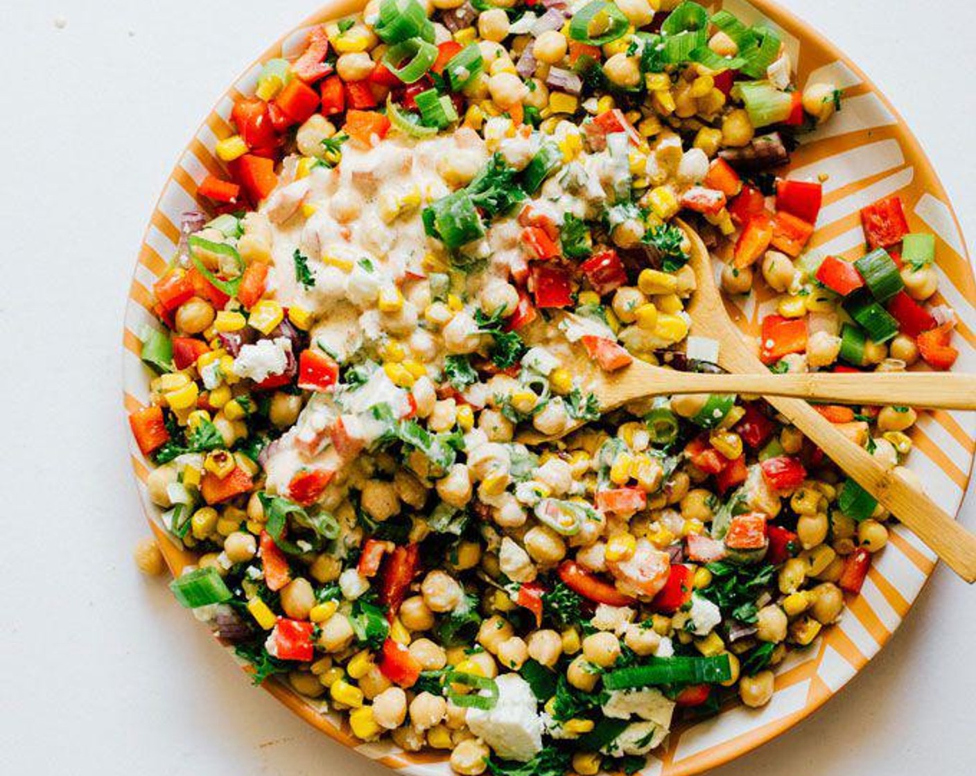 Chickpea Corn Salad with Yogurt Dressing