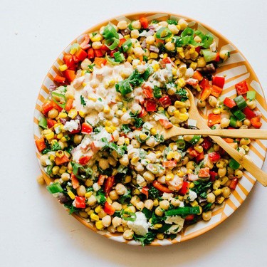 Chickpea Corn Salad with Yogurt Dressing Recipe | SideChef