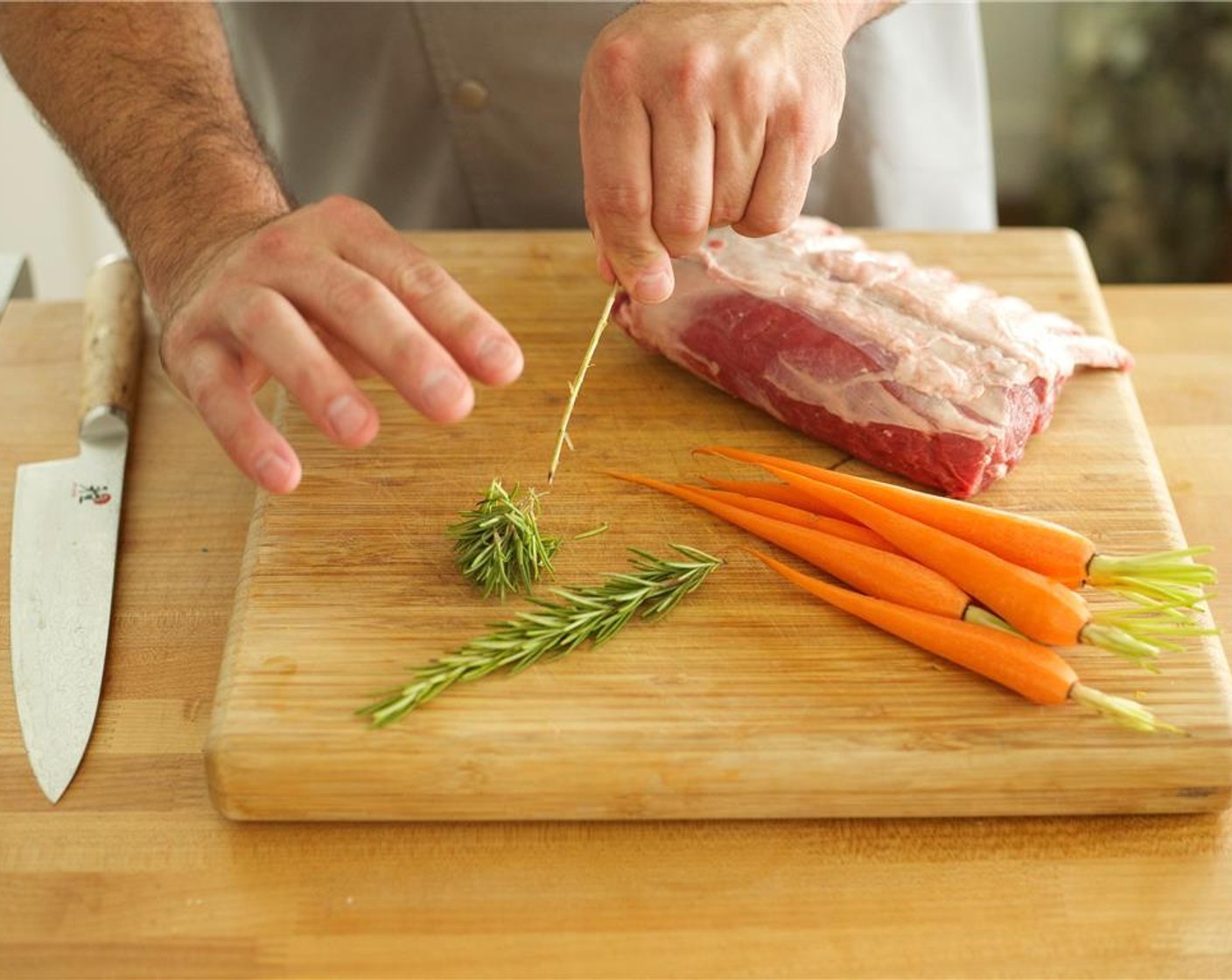 step 8 Pat dry Lamb (1 rack) with paper towels and season on both sides with Salt (1/4 tsp) and a pinch of pepper.