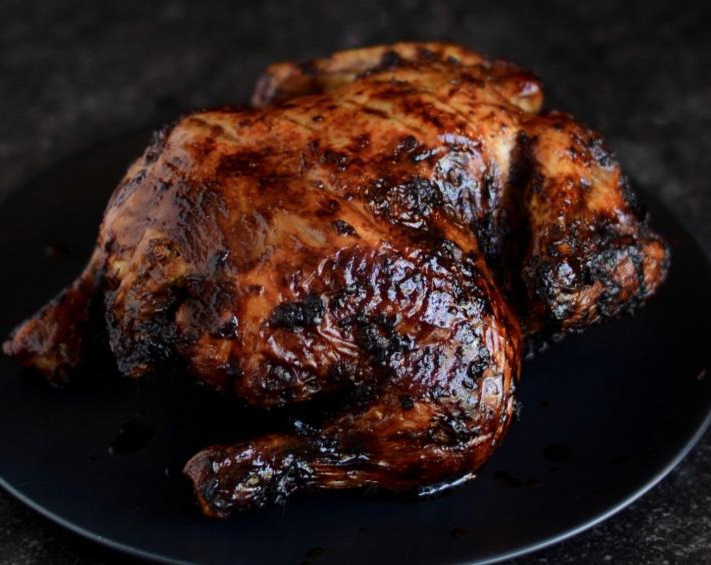 step 5 Baste the chicken in the marinade and return to the oven, increasing the heat to 350 degrees F (180 degrees C). Roast the chicken for a further 30 to 40 minutes, basting occasionally with the soy marinade.