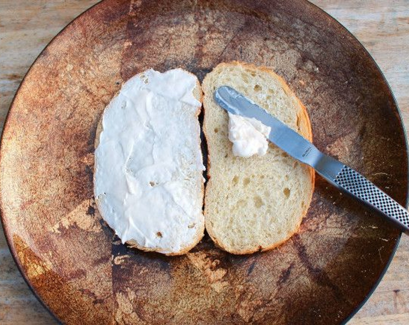 step 2 Spread a generous amount of Mayonnaise (to taste) on Sourdough Bread (2 slices).