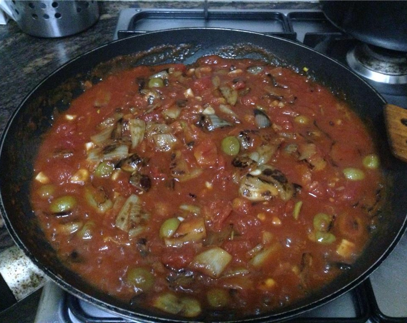 step 5 Add the Canned Diced Tomatoes (1 3/4 cups). And stir everything together. Bring to simmer.