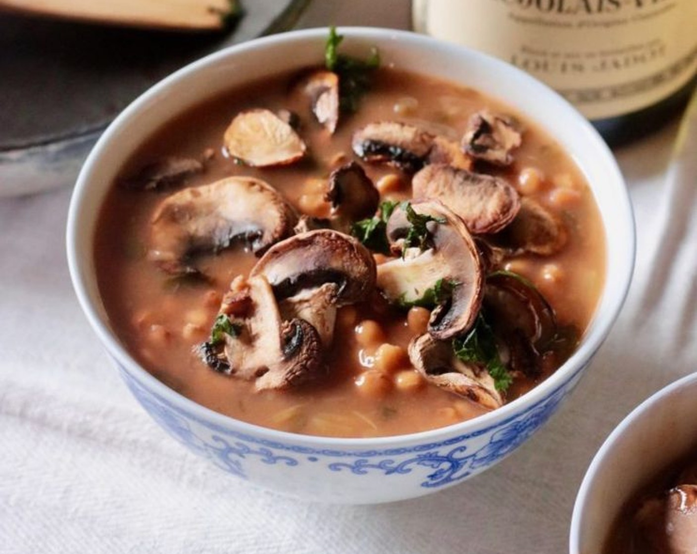 Lentil Soup with Sautéed Mushrooms