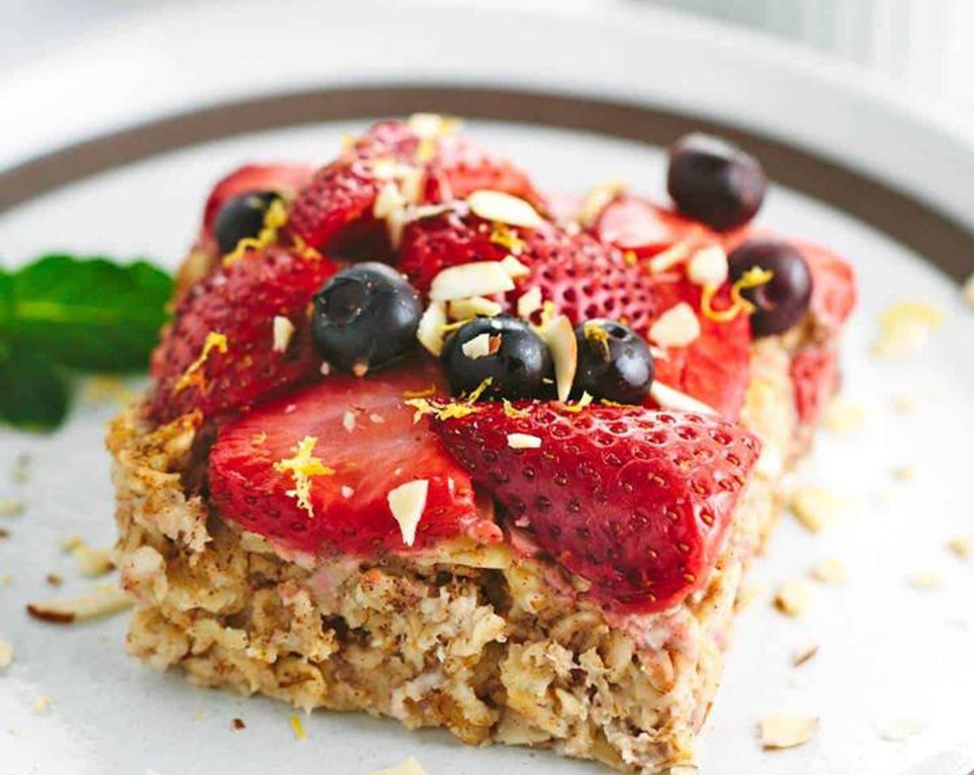 Baked Almond Oatmeal with Berry Topping