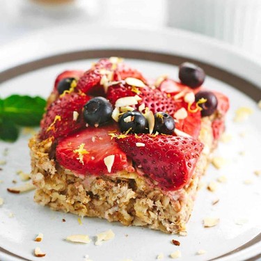 Baked Almond Oatmeal with Berry Topping Recipe | SideChef