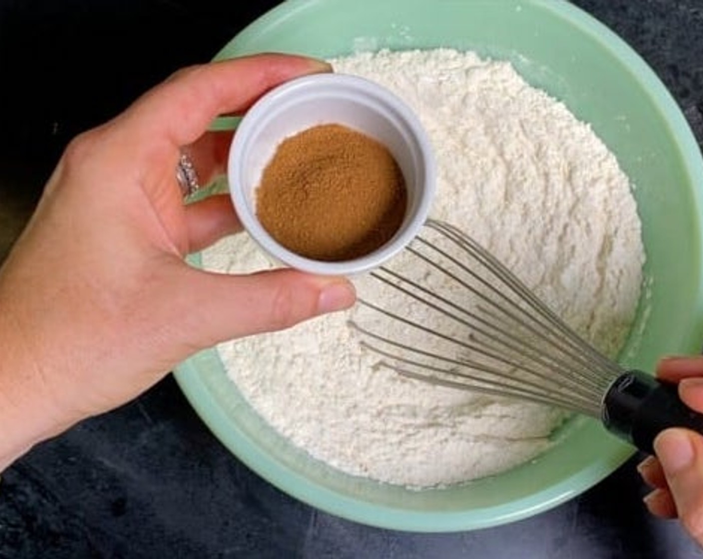 step 2 In a large mixing bowl, combine the All-Purpose Flour (2 3/4 cups), Corn Starch (1/2 Tbsp), Salt (1/2 tsp), Baking Soda (1 tsp), and Pumpkin Pie Spice (1 Tbsp) and then set aside.