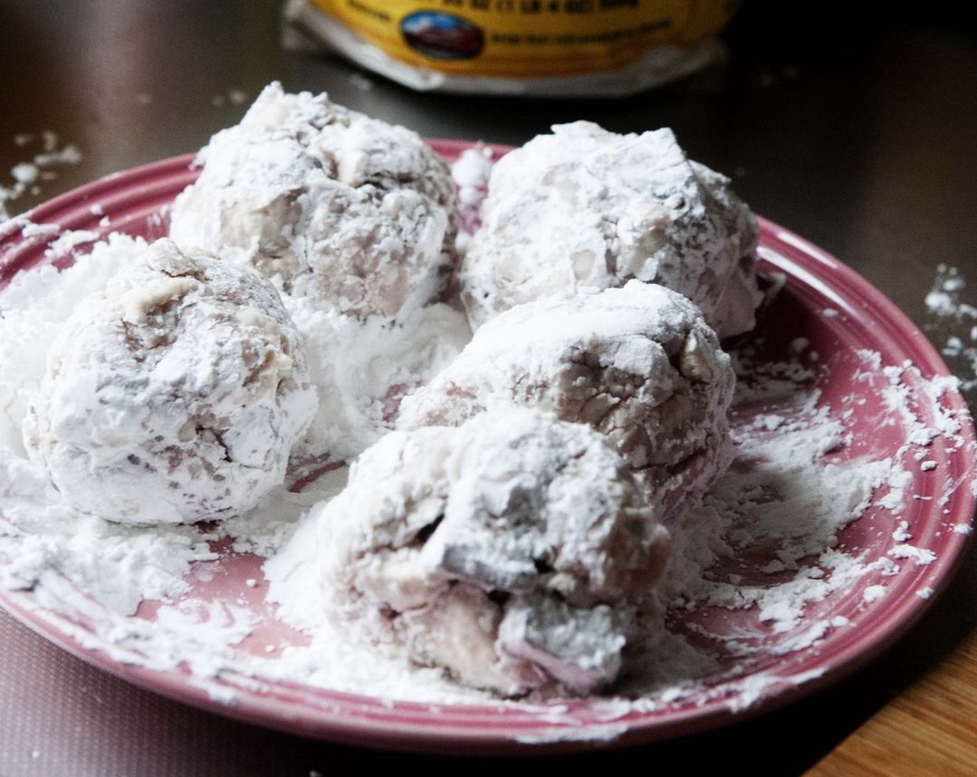 step 3 Then using your hands, roll up the mixture into balls and coat them into Tapioca Starch (1/2 cup). This makes them very crispy on the outside but soft on the inside.