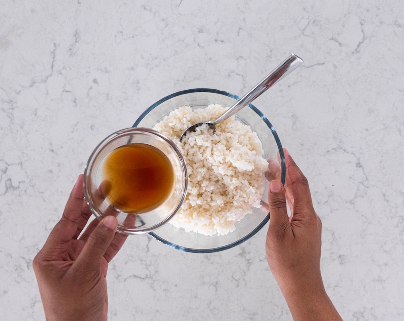 step 7 Once the rice is done cooking and cooling according to package instructions, combine Rice Vinegar (2 1/2 Tbsp), Coconut Sugar (1/2 Tbsp), and Fine Sea Salt (1/2 tsp) in a small bowl. Add mixture to rice and mix till well combined. Now it’s time to build your lettuce cups!