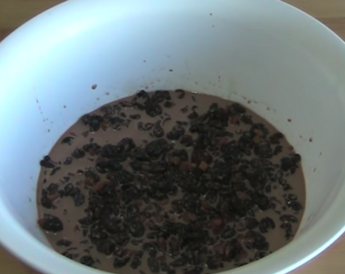 step 1 In a large bowl, add Dried Fruit Mix (6 1/4 cups) and Chocolate Milk (2 1/2 cups) and stir together to separate the fruit. Then, cover the bowl with plastic wrap and let it soak in the fridge for 8 hours.