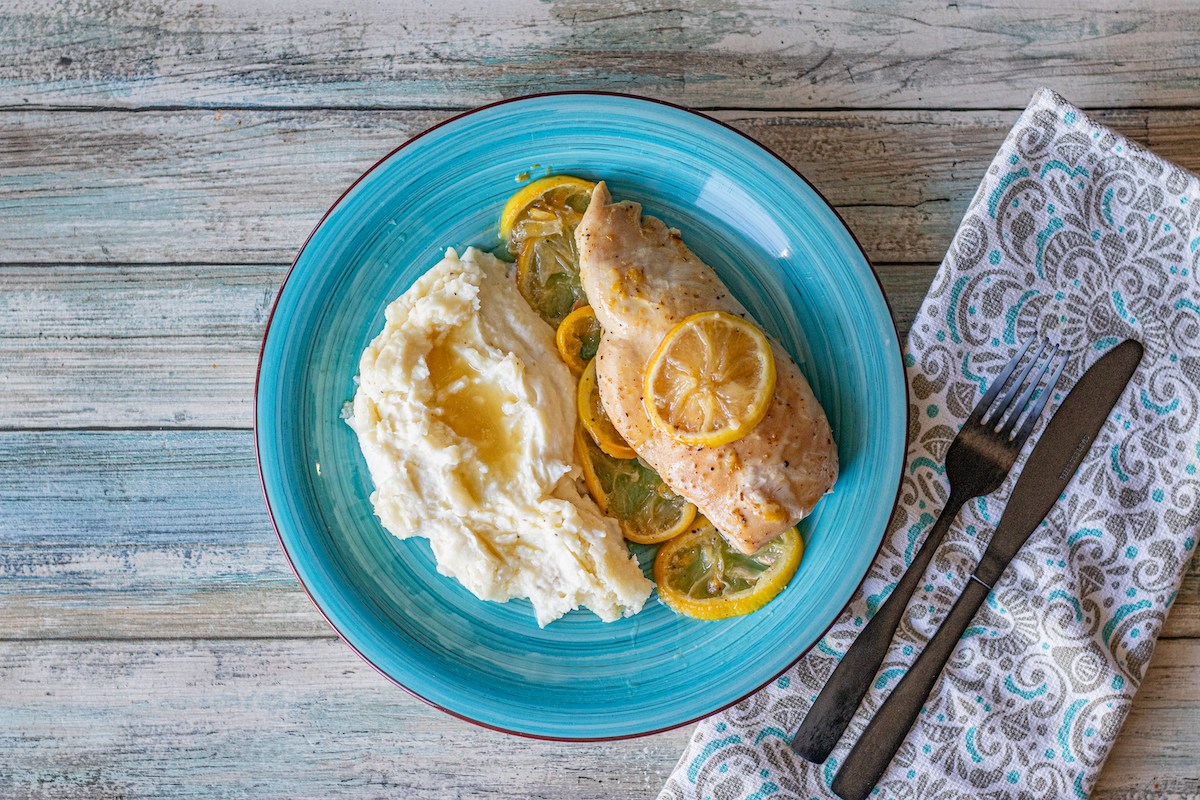 Lemon Pepper Chicken With Mashed Potatoes Recipe SideChef lemon-pepper-chicken-with-mashed-potatoes-recipe-sidechef