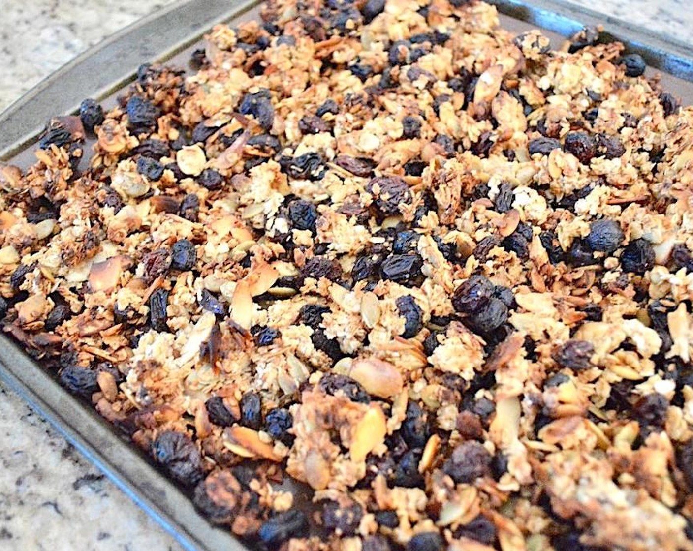 step 3 Bake the granola for 30 minutes in preheated oven, then turn the oven off and break it all up and stir it. Put it back into the still-warm oven for 2 hours to dry out completely.