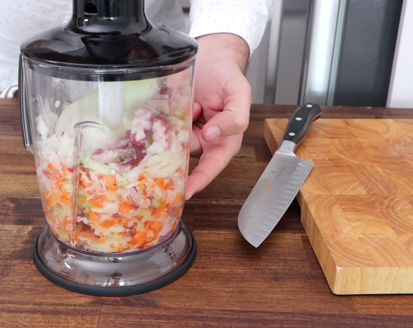 step 2 Mix all chopped up ingredients together and combine well using a hand blender.