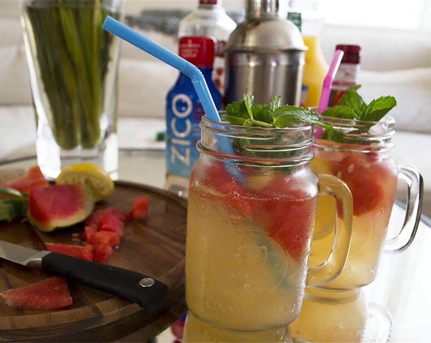 step 3 Top with Prosecco Wine (to taste) and garnish with additional fruit, Fresh Raspberries (to taste), and Fresh Mint Leaves (to taste), if desired.