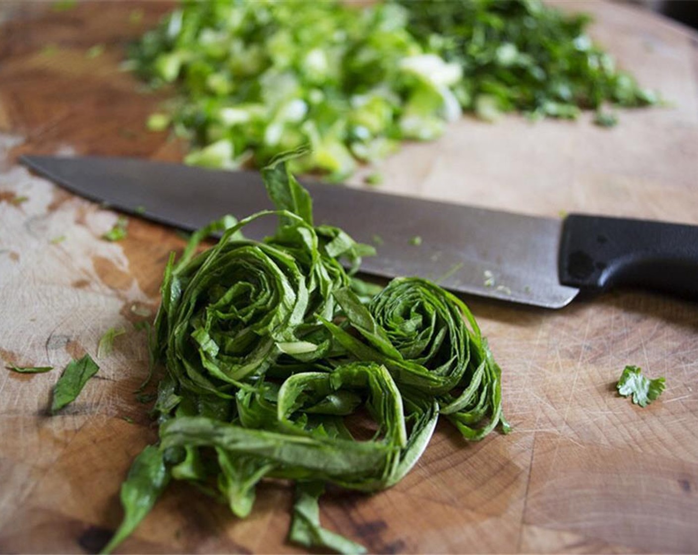 step 2 Chiffonade the Fresh Thai Basil Leaves (10).