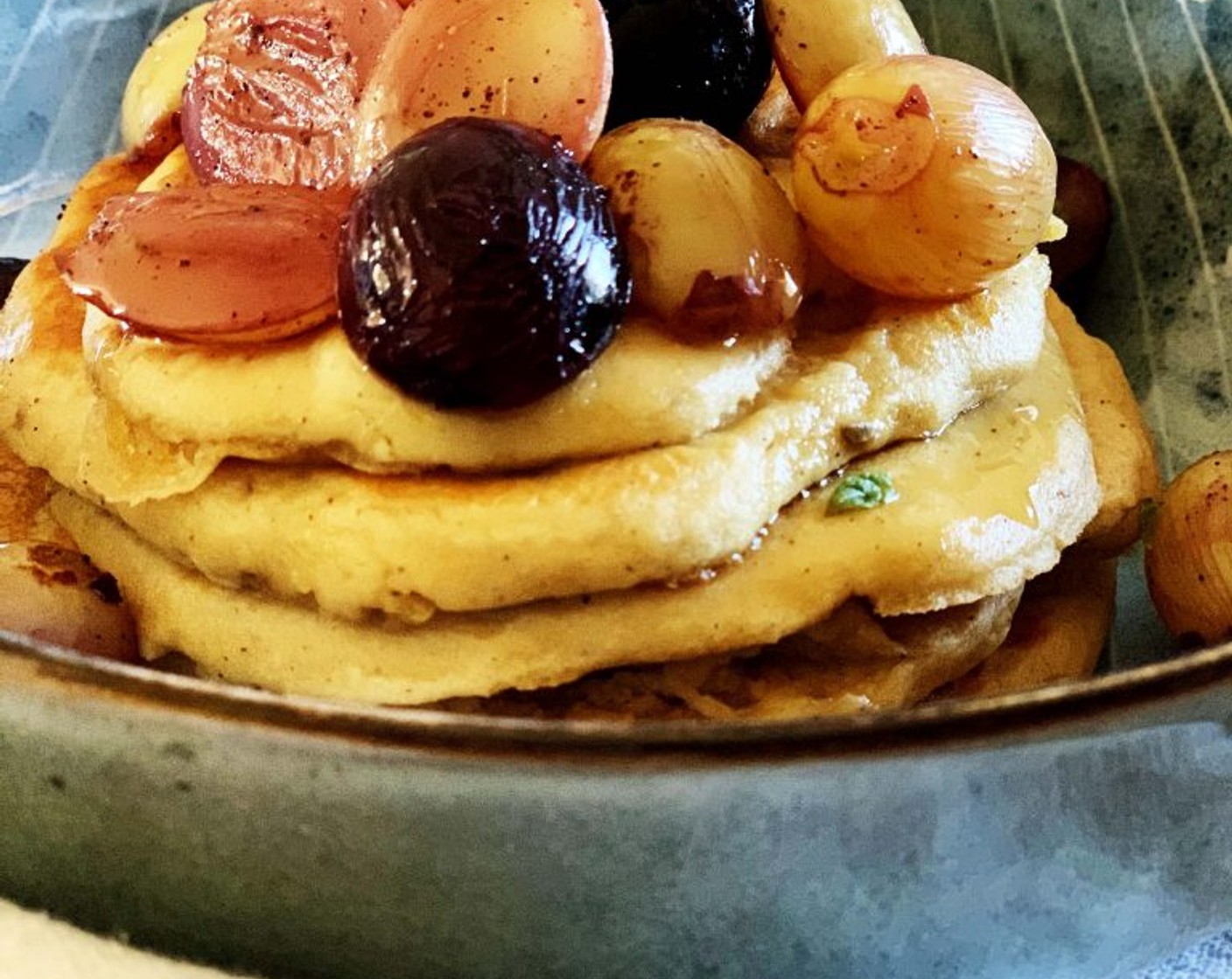 step 3 Cook your pancakes on a hot, greased pan for a few minutes on each side and serve with fresh or cooked fruit and maple syrup.