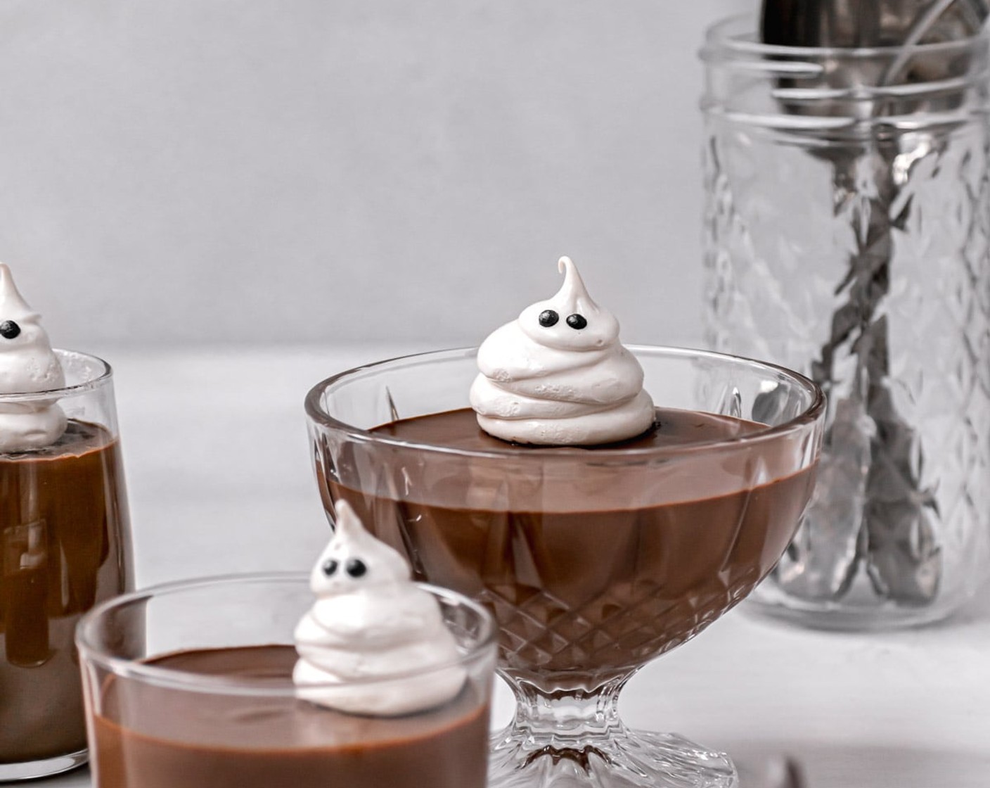 Chocolate Pots de Creme With Ghost Meringues