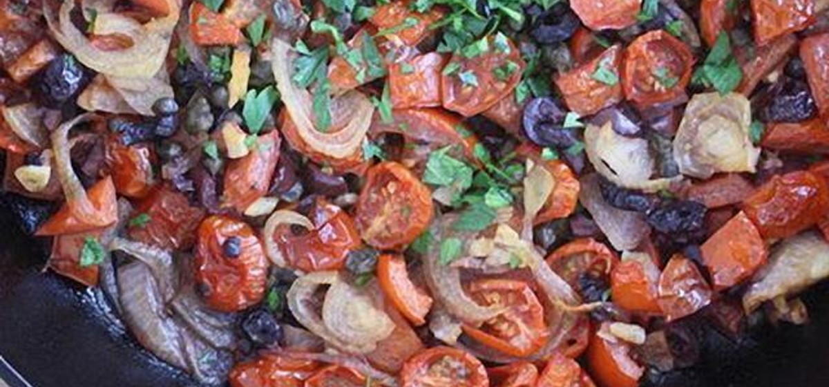 Roasted Cherry Tomato Puttanesca Recipe | SideChef