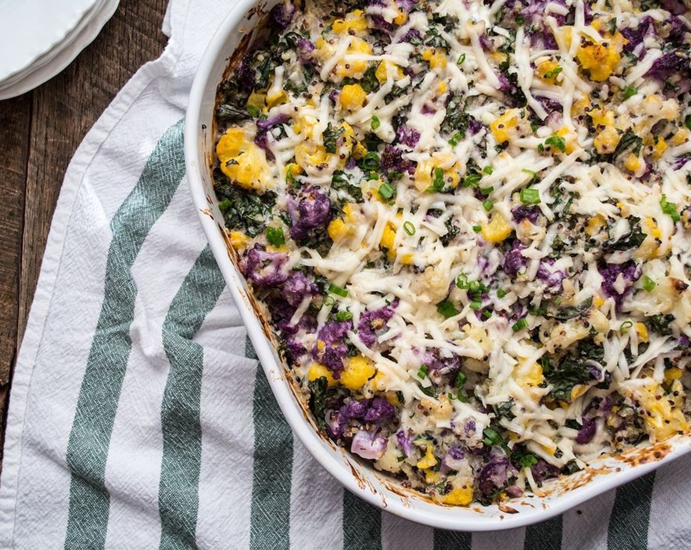 Cauliflower Quinoa and Kale Gratin