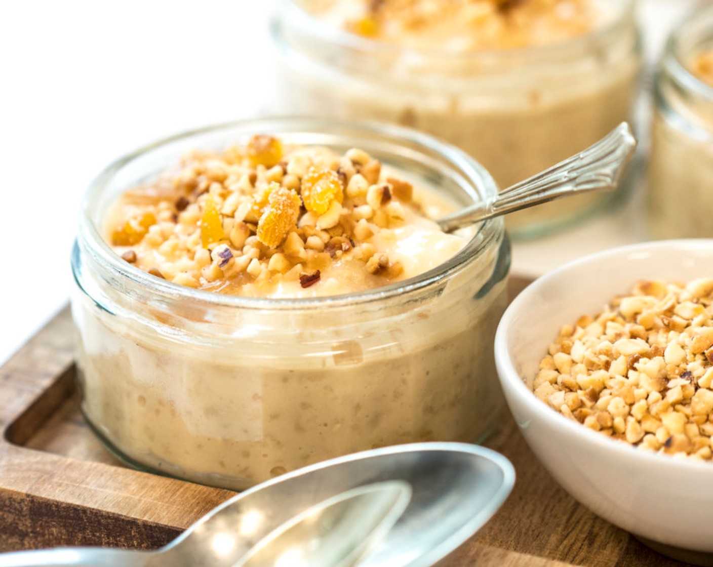 step 4 Stir the syrupy apricots, Plain Greek Yogurt (1/4 cup), and a pinch of orange zest into the rice. Serve straight away in bowls, topped with a sprinkling of Toasted Sliced Almonds (1 handful), a little more orange zest, and a drizzle of honey to taste.