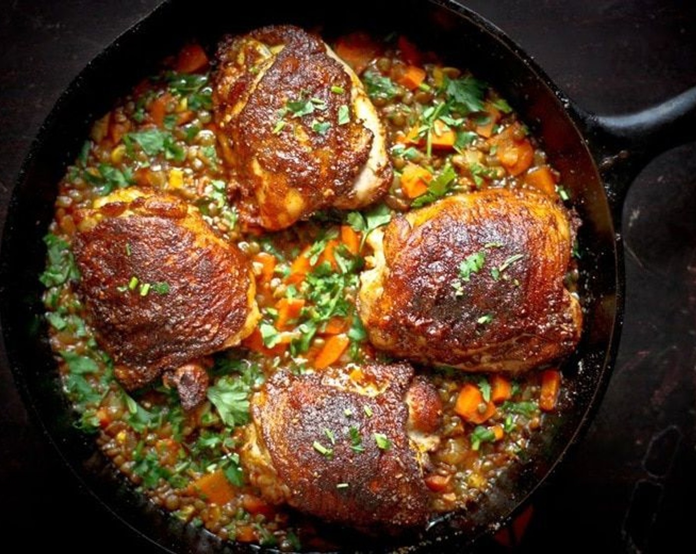 Crispy Berbere Chicken with Ethiopian Lentils