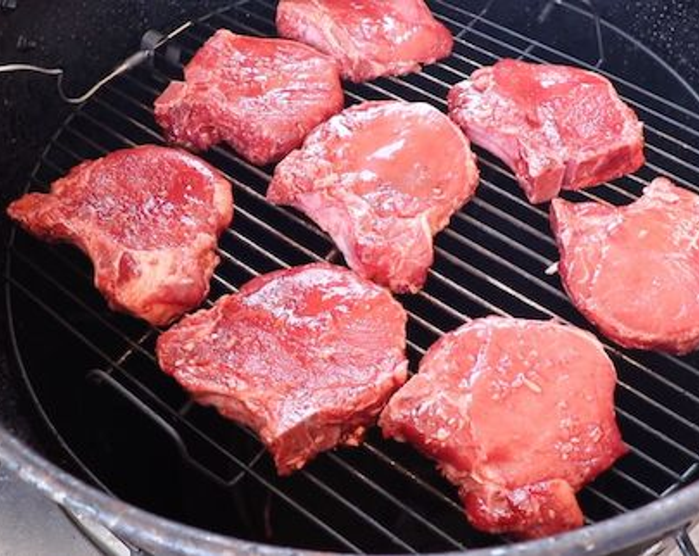 step 4 Remove pork chops from marinade and place on the cooking grate. Cook chops indirect for 15 minutes and flip.