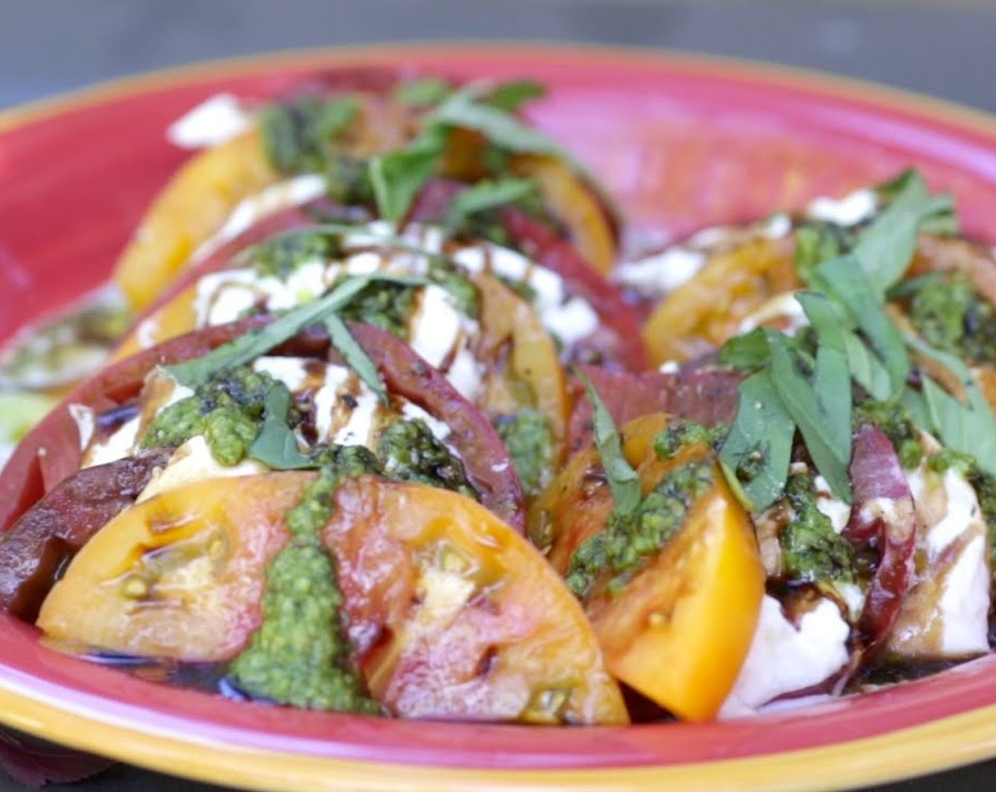 Heirloom Tomato Caprese Salad with Homemade Pesto