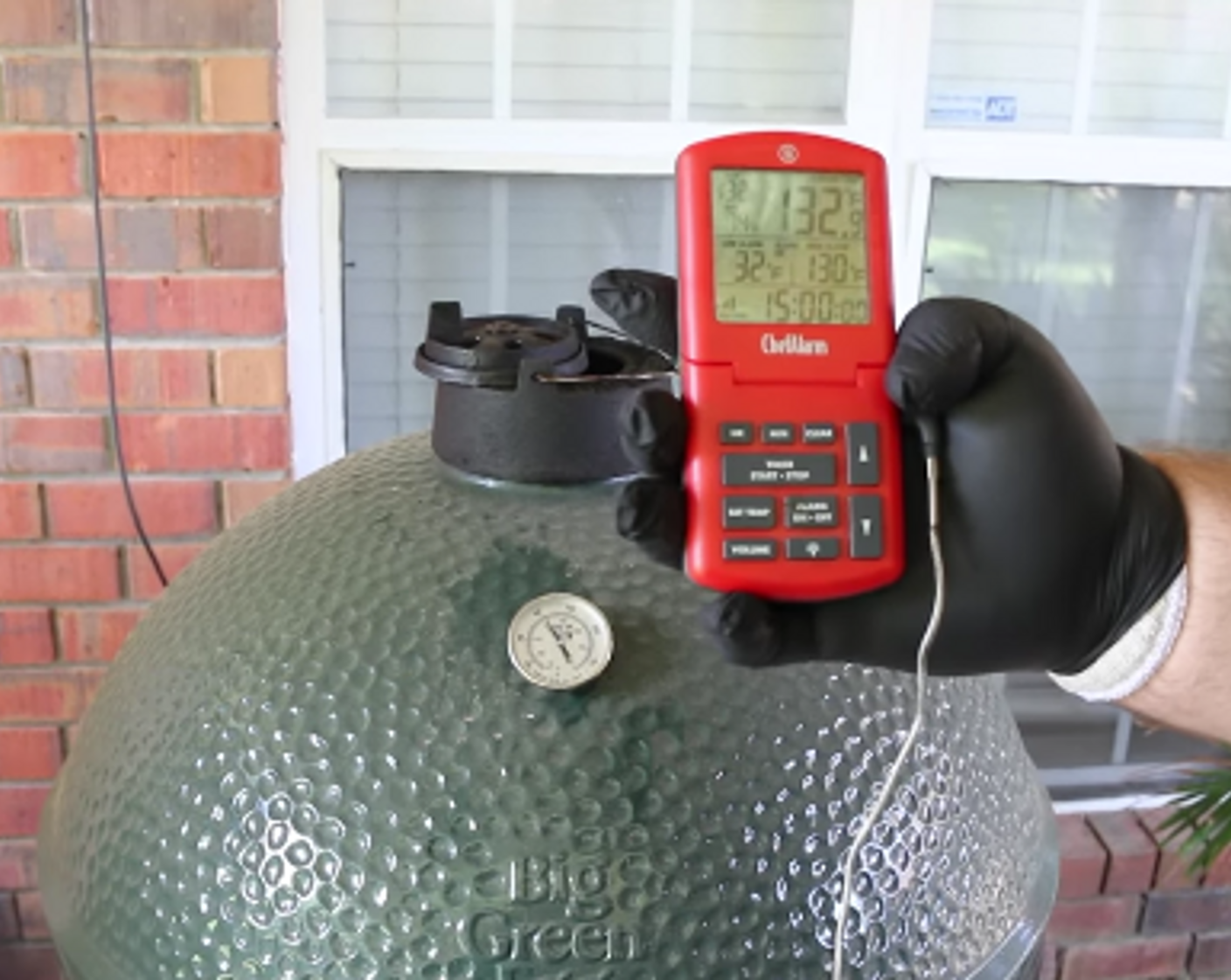 step 11 Insert Probe Thermometer into the middle of the flank steak and set alarm for 130 degrees F (50 degrees C).