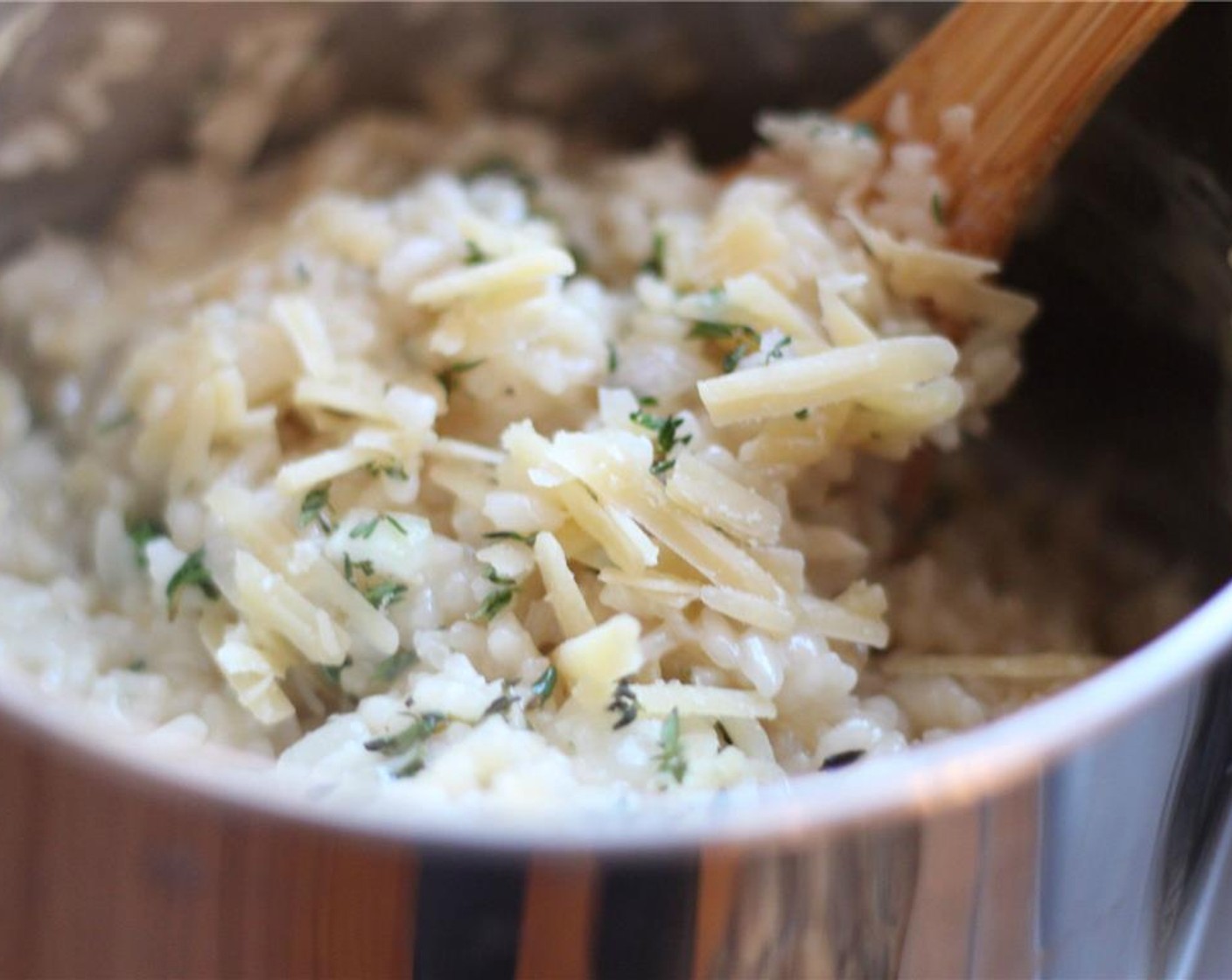 step 7 Add herbs, Parmigiano-Reggiano (1 cup), and season with Salt (to taste) and Ground Black Pepper (to taste).