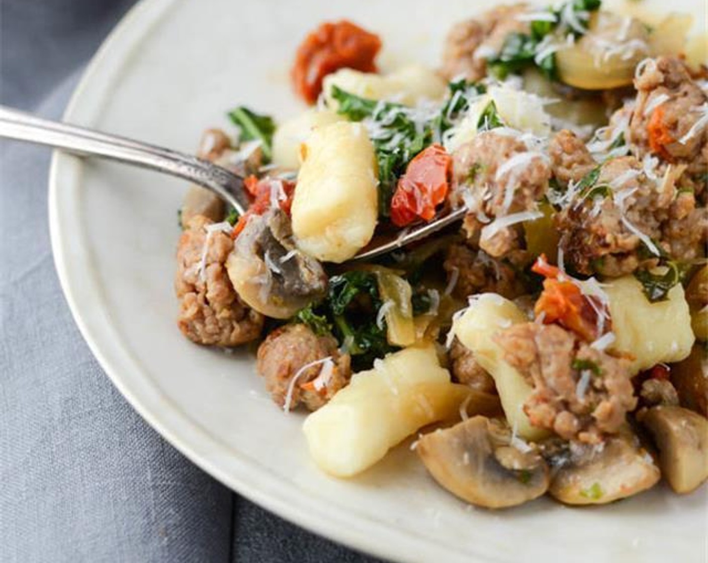 Sausage, Kale, and Sun-Dried Tomatoes Gnocchi