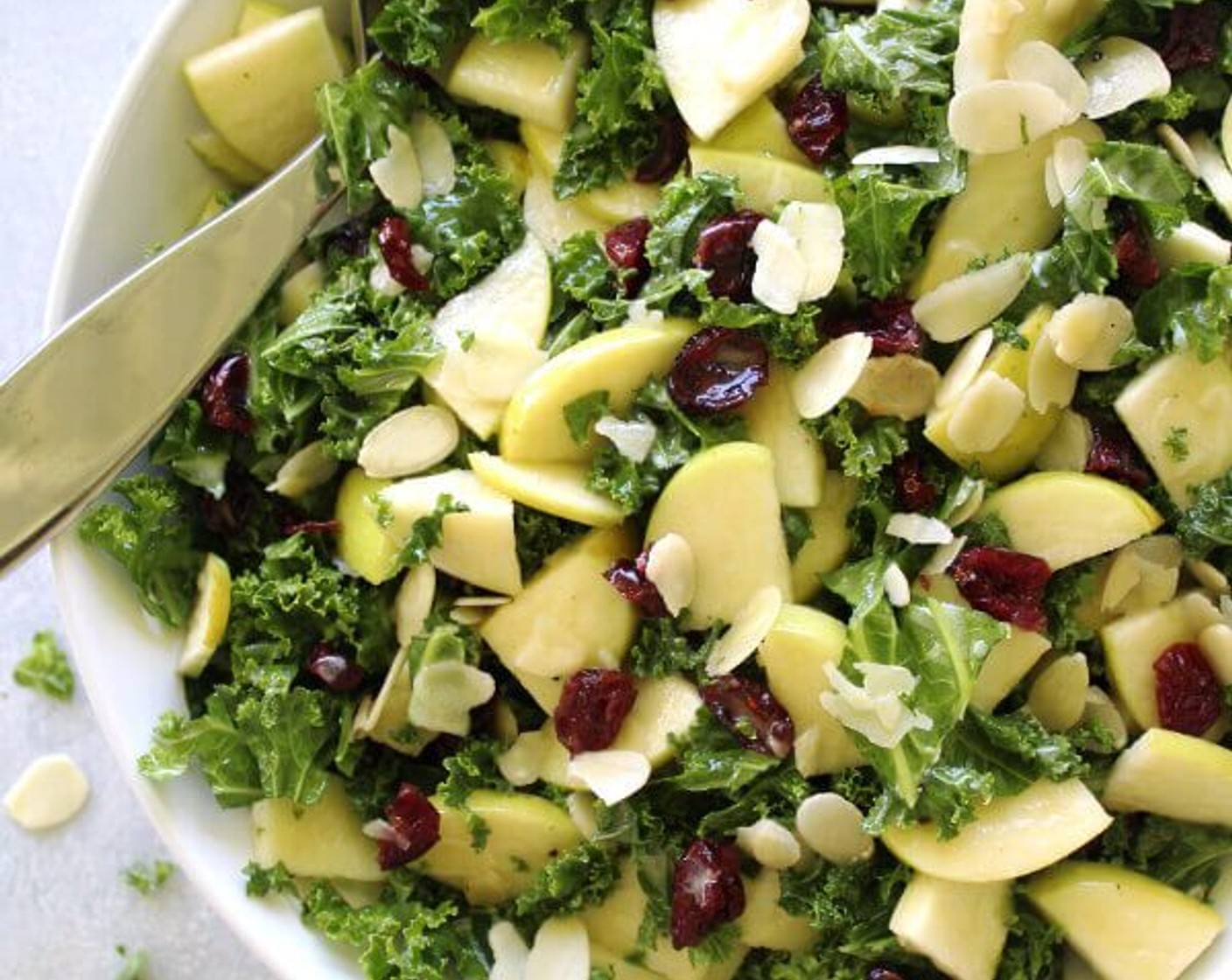 Kale Apple Cranberry Salad with Sesame Dressing