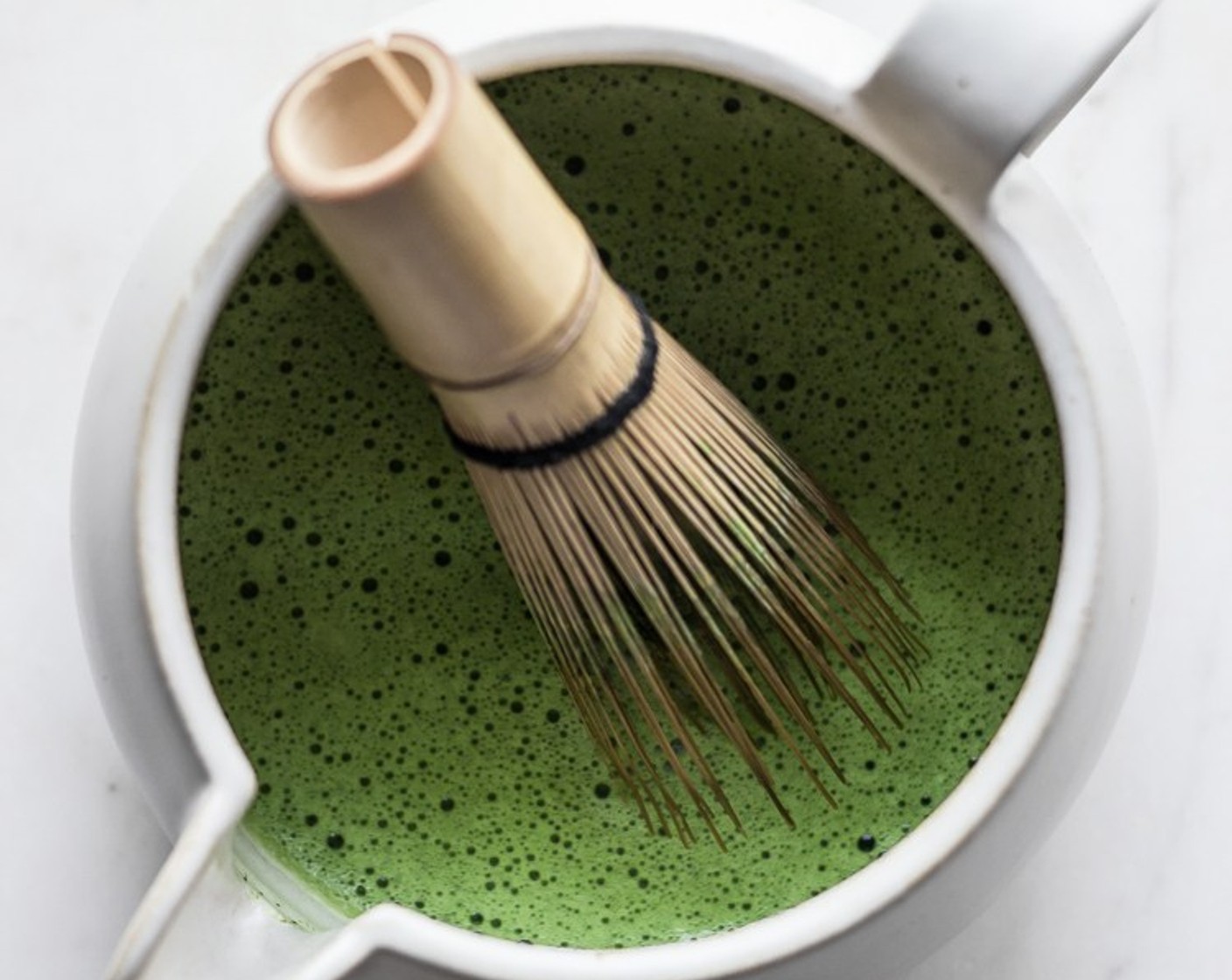 step 7 Sift Matcha Powder (1 Tbsp) into a small, wide bowl. Add Water (2 fl oz) to the matcha and whisk until smooth and frothy. Stir into 2 tablespoons of the pandan palm sugar syrup.