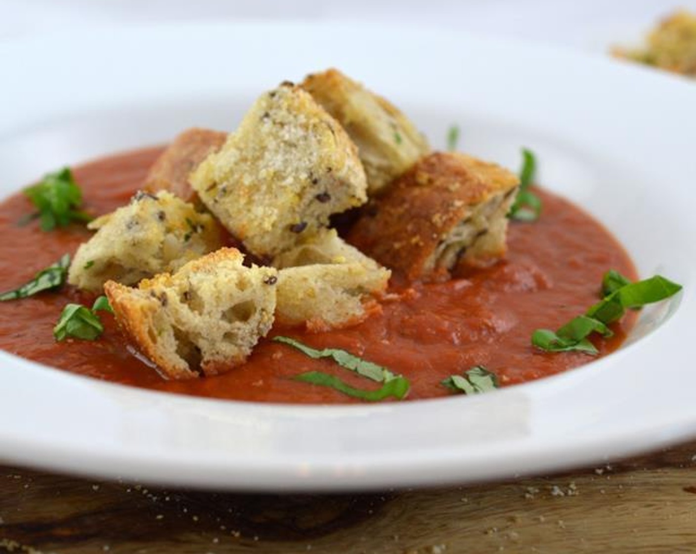 Tomato Soup with Cheesy Croutons