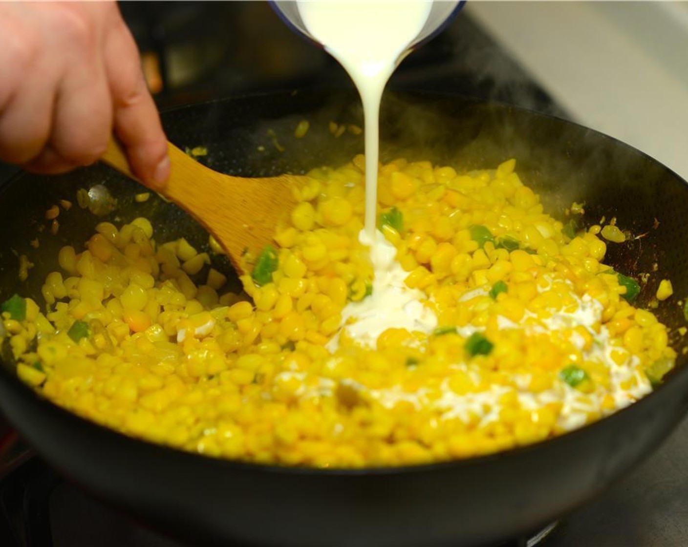 step 4 Add the chopped bacon and Heavy Cream (1/2 cup). Cook for an additional 3 minutes.