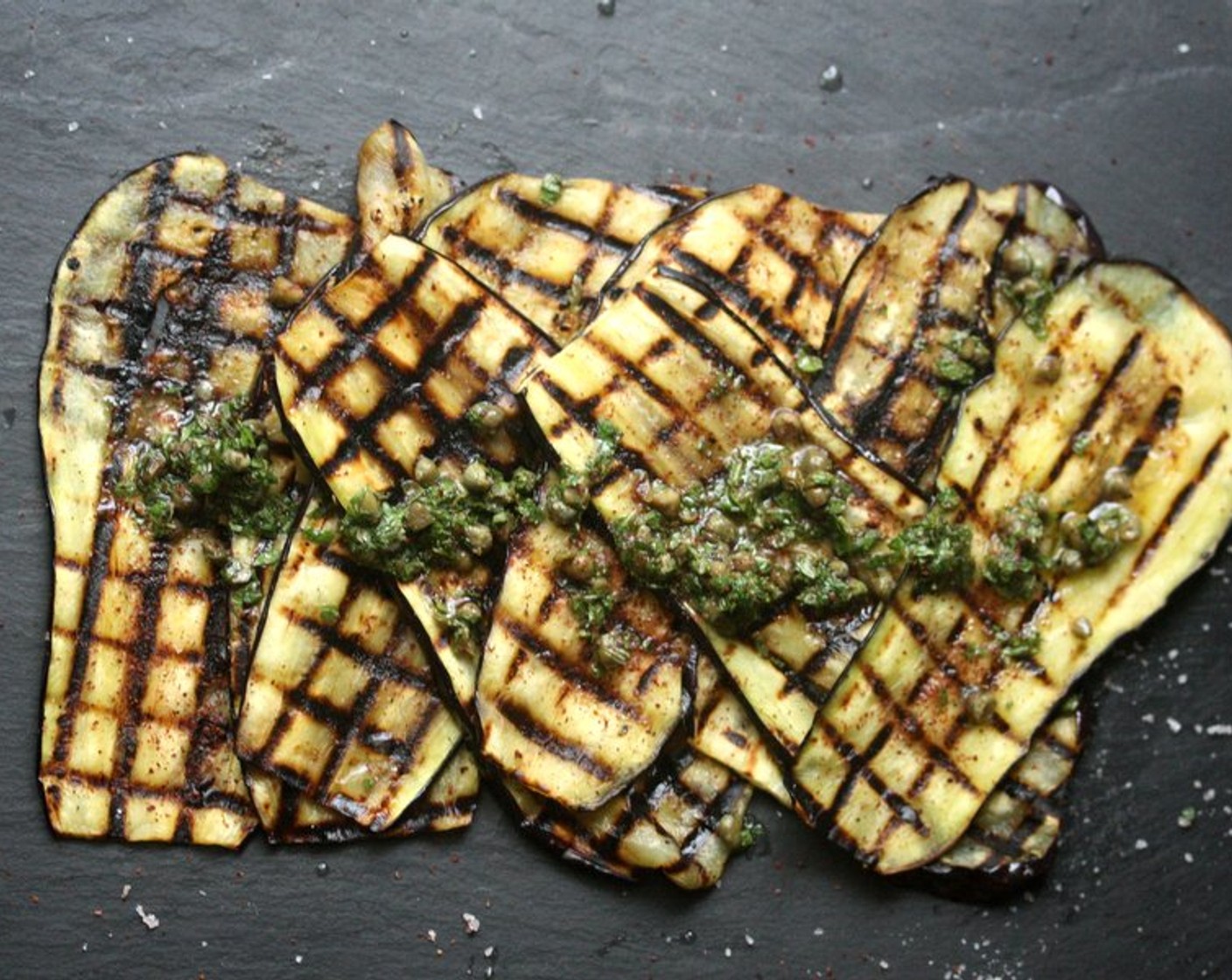 Grilled Eggplant with Sumac, Capers, and Mint