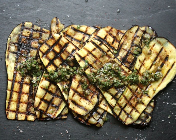Grilled Eggplant with Sumac, Capers, and Mint Recipe | SideChef