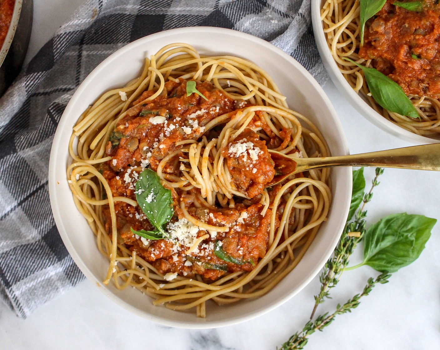 step 5 Serve the pumpkin lentil bolognese over spaghetti. Enjoy!