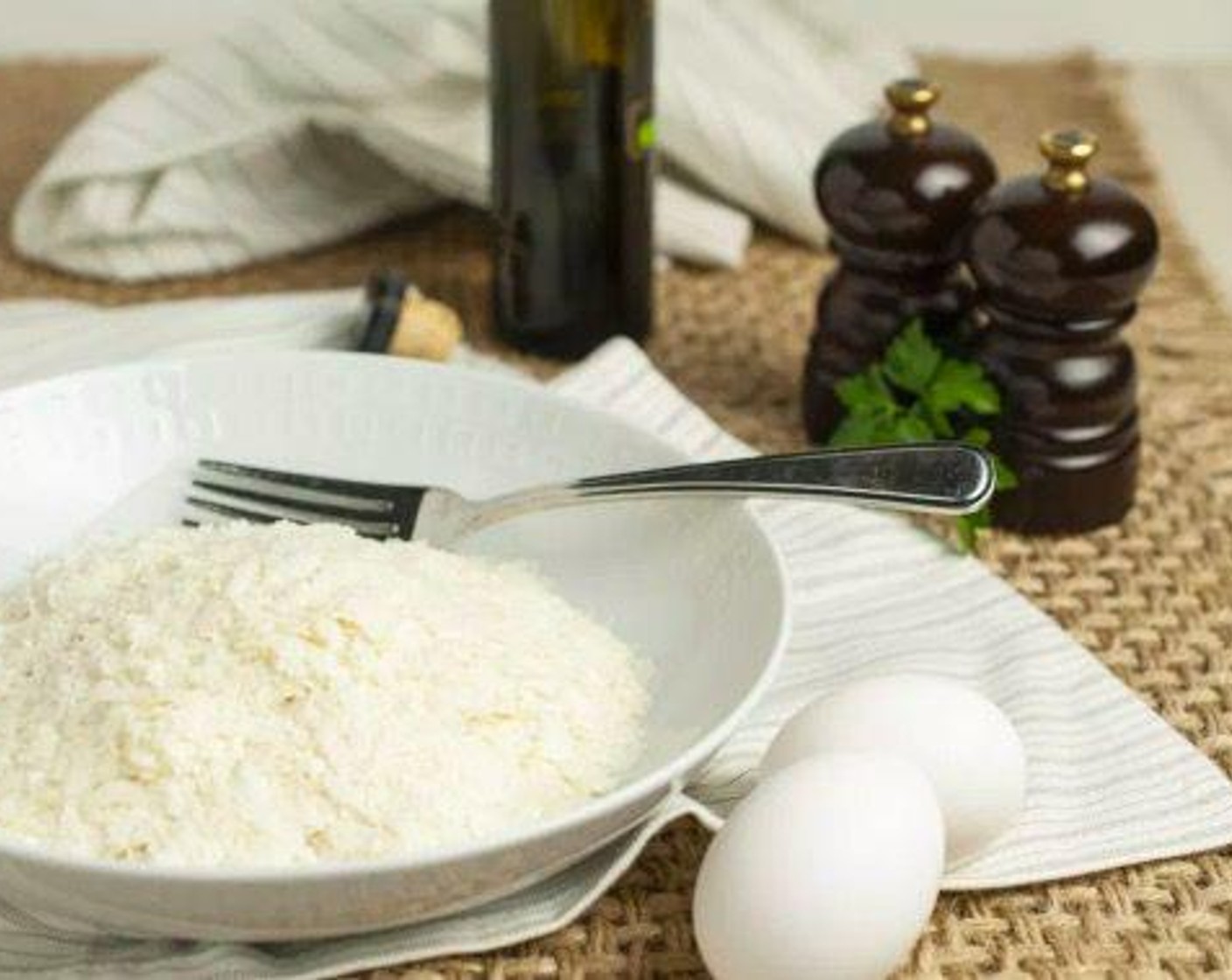 step 2 Whisk Farmhouse Eggs® Large Brown Eggs (2) together in a shallow bowl. In another bowl, add Potato Flakes (1/2 cup) and season with Dried Parsley (1 tsp), Salt (1/4 tsp), and Ground Black Pepper (1/8 tsp).