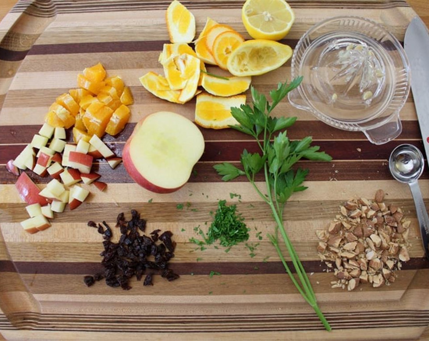 step 3 Whisk the juice from Lemon (1) through Fresh Parsley (1/4 tsp), stream in Olive Oil (1 Tbsp), and whisk in Balsamic Vinegar (1 Tbsp). Taste and adjust Salt (to taste) and Ground Black Pepper (to taste) if needed.