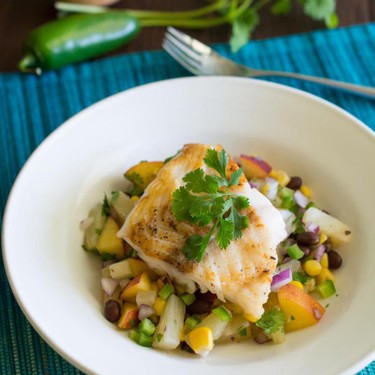 Seared Cod with Pineapple and Peach Salsa Recipe | SideChef