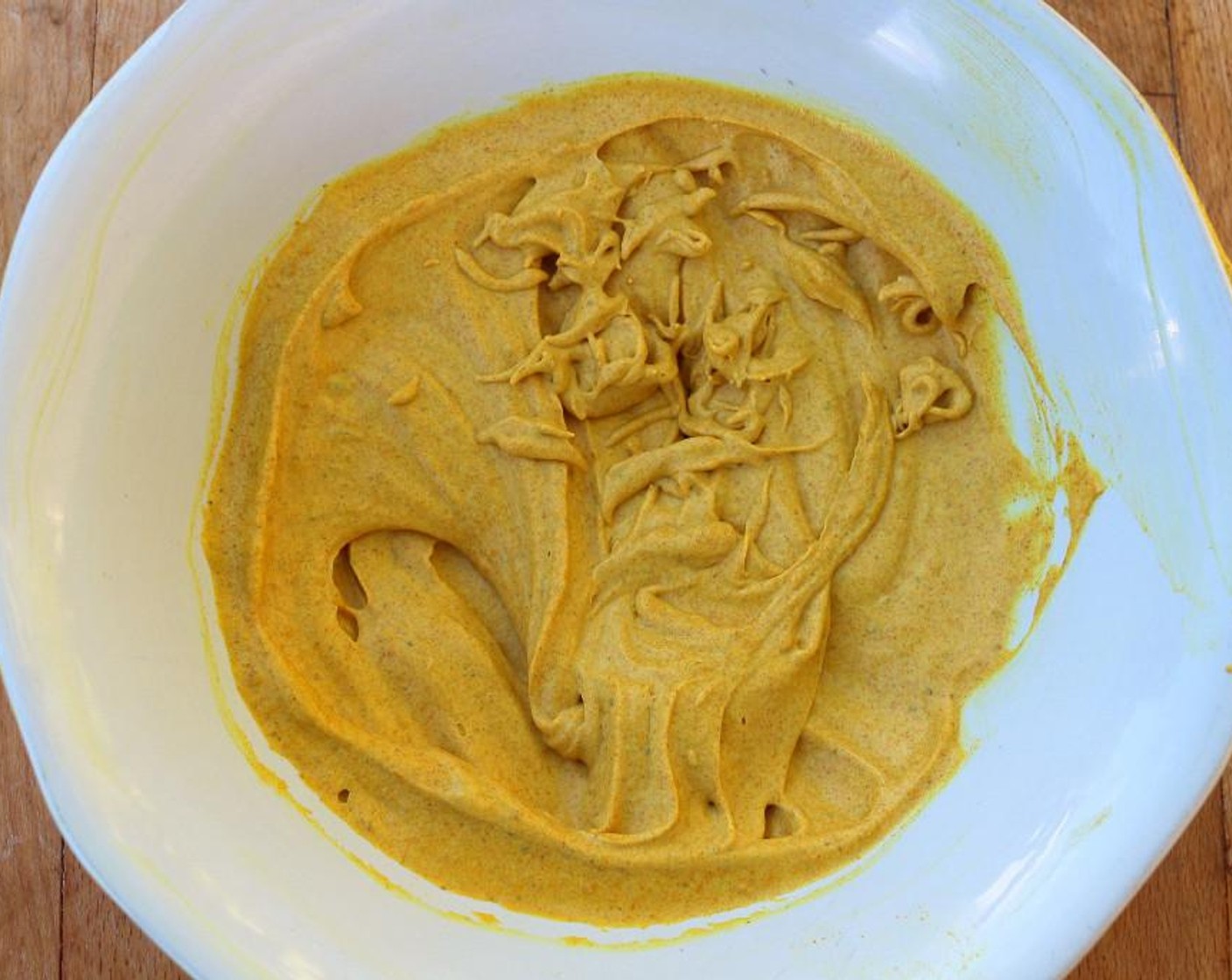 step 5 For the curry sauce, blend together Heavy Cream (1 cup), Curry Powder (1 tsp), Garam Masala (1 tsp), Kosher Salt (1/2 tsp) and Ground Turmeric (1 tsp). Whisk until slightly thickened.