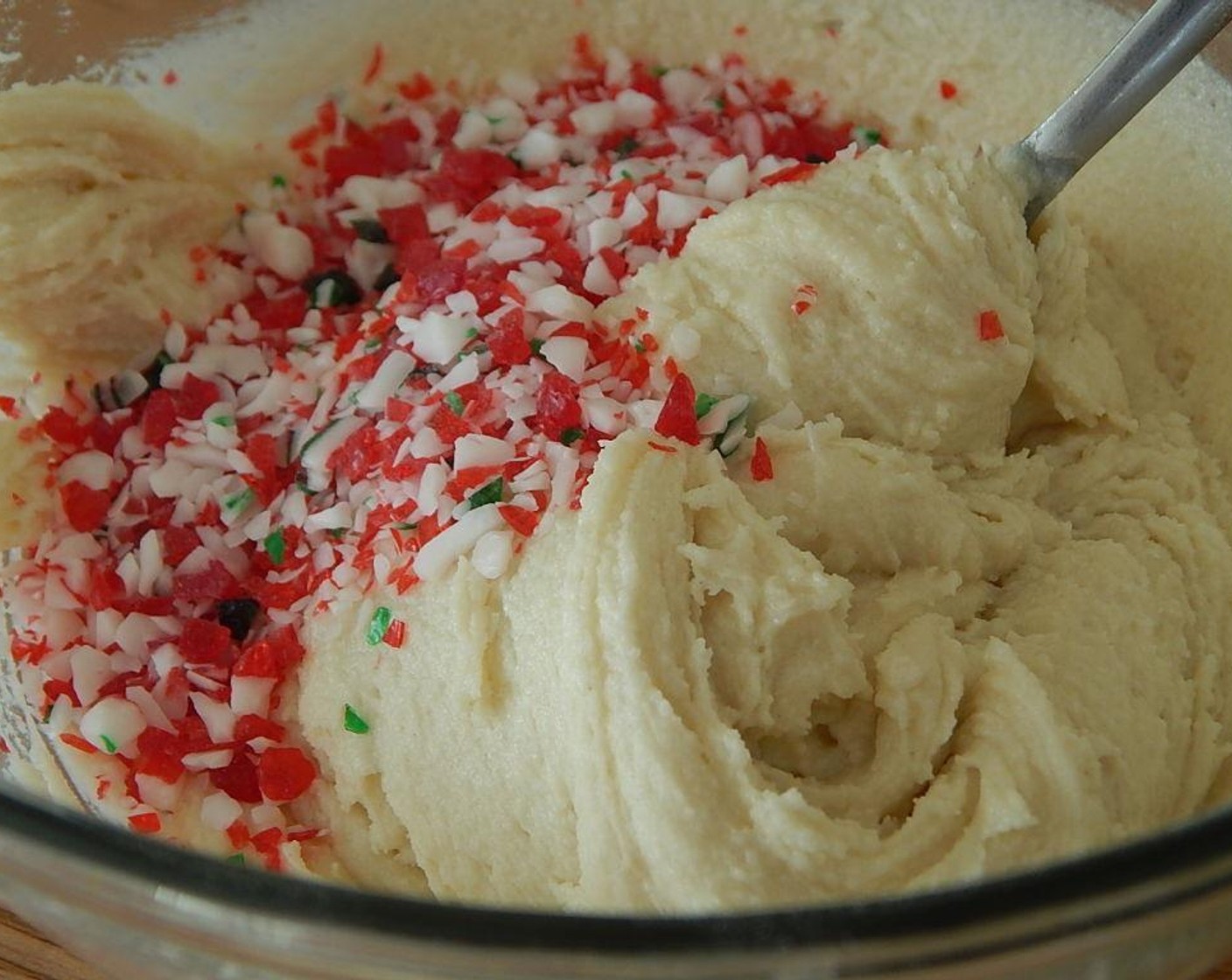 step 4 Mix in All-Purpose Flour (3/4 cup) and Baking Soda (1 tsp) with a spoon. Fold in Candy Canes (2 Tbsp) bits.