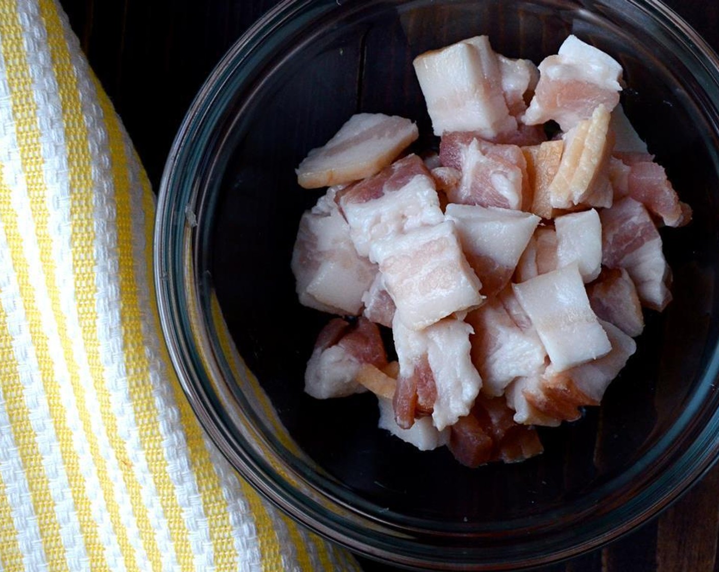 step 2 Cut the Thick-Cut Bacon (2 slices) into a 1/2" dice.