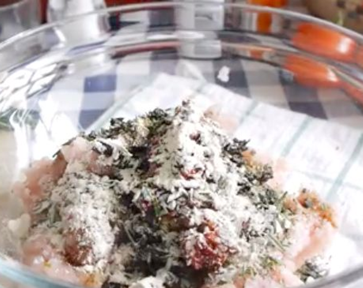 step 1 Place the Ground Chicken (1.1 lb) in a bowl and add Salt (2 tsp), Black Olives (4 Tbsp), Dried Oregano (1 tsp), Roasted Cumin Powder (1/2 tsp), Ground Black Pepper (1/2 tsp), Worcestershire Sauce (2 Tbsp), Calabrian ’Nduja (2 Tbsp), Fresh Rosemary (2 sprigs), and Simply Organic Garlic Powder (2 tsp).