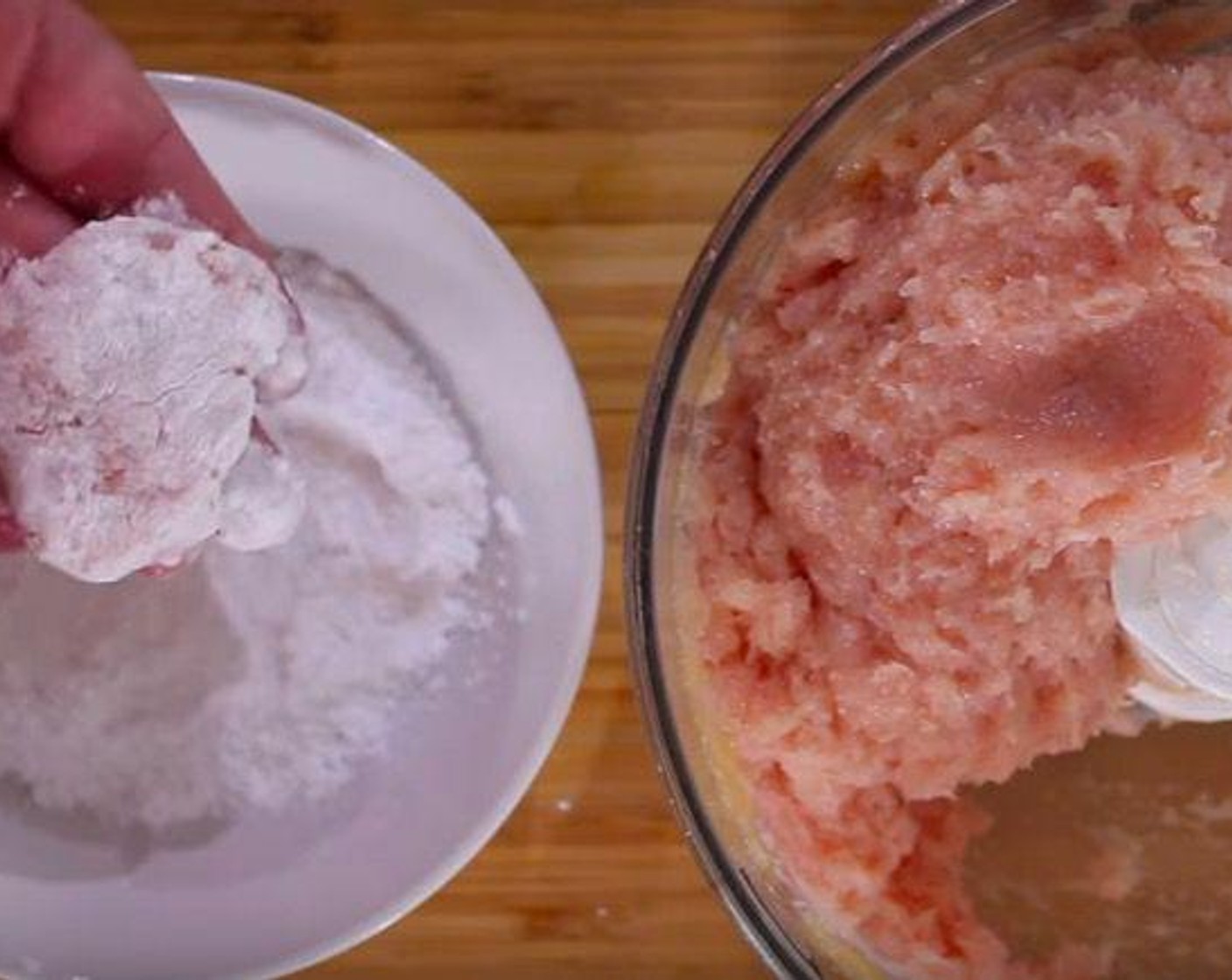 step 2 In a bowl, add Corn Flour (1 cup). Using wet hands, shape the chicken into nuggets and coat them in the cornflour. Shake off the excess and place on a tray.