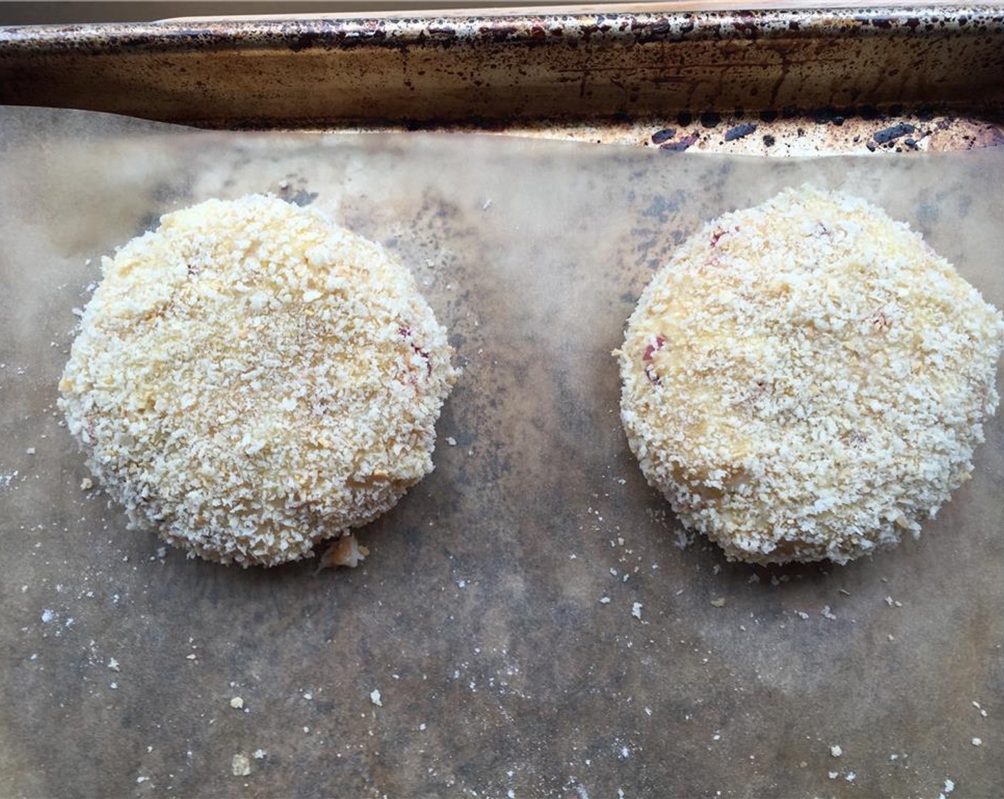 step 5 Dredge the 3-ounce cakes in the flour, egg and then the remaining Breadcrumbs (1 cup).