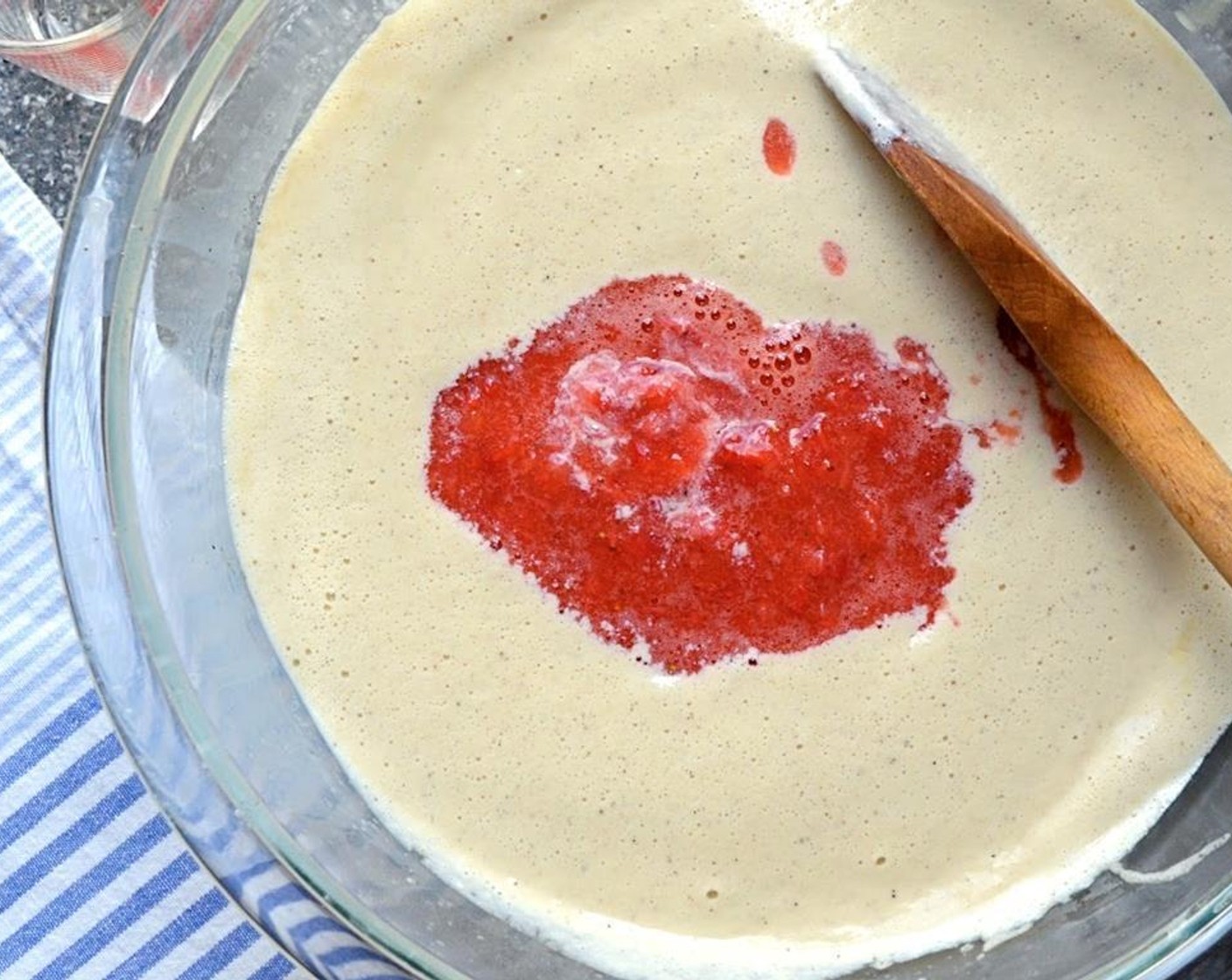 step 6 Add the strawberry puree and stir to combine.